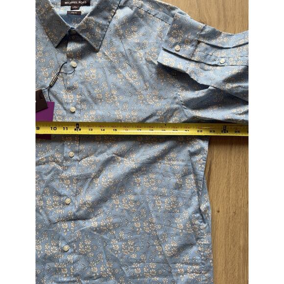 Michael Kors Blue/White Liberty Fabric Spring 1 Floral Print Shirt, X-Large NWT - Picture 7 of 9